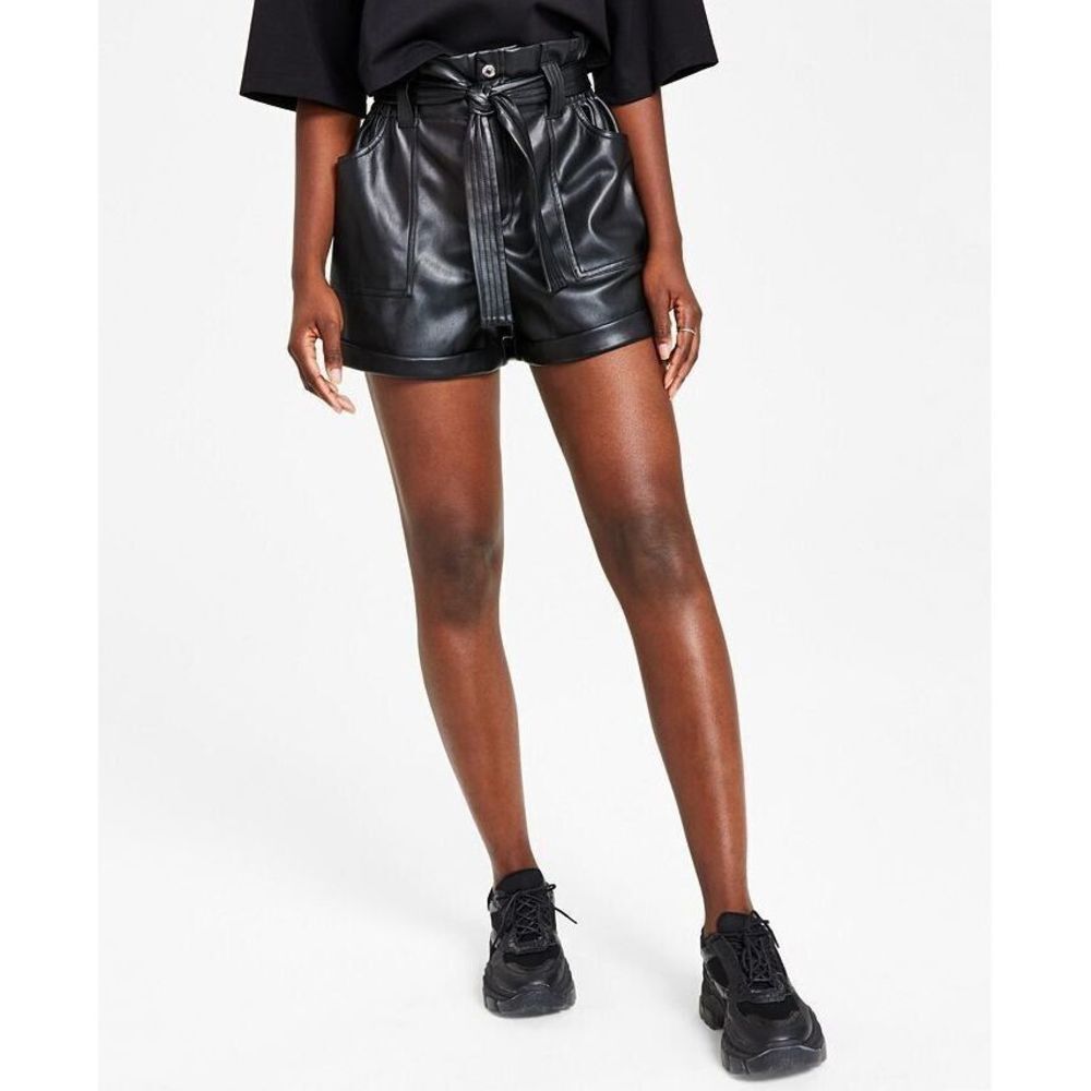 Calvin Klein Jeans Belted Faux Leather Shorts Large L